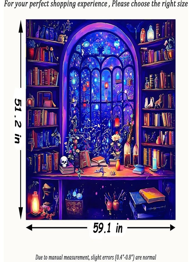TUGCAY Blacklight Bookshelf Tapestry UV Reactive Magic Books Tapestry Fantasy Library Skull Tapestries Gothic Magical Potion Bottle Wall Hanging for Bedroom Dorm Decor(51.2 x 59.1 inches) - Image 4